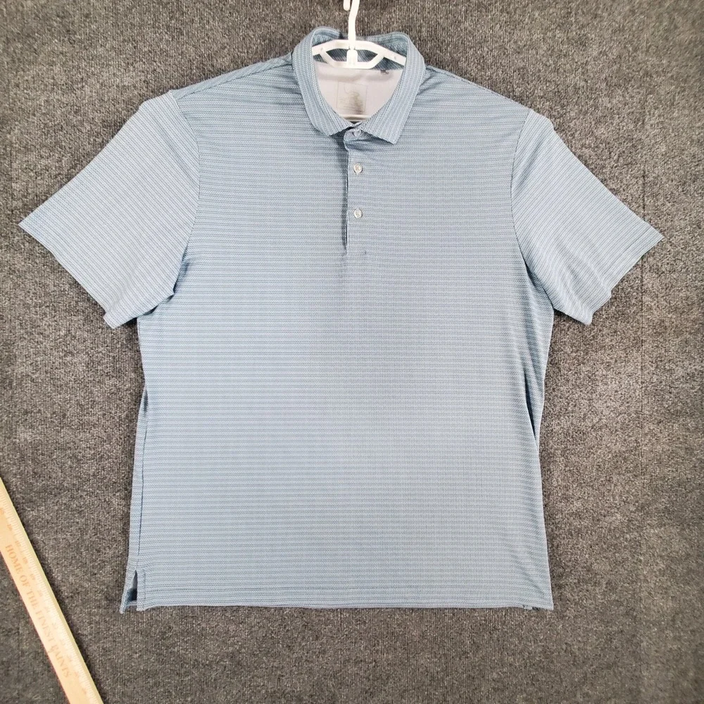 EAGEGOF Polo Shirt Mens XL Short Sleeve Teal Geometric Print Stretch Performance